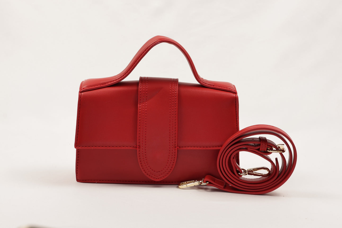 PLLCD Cream White PU Leather Top-Handle Crossbody Bag - Elegant Mini Bag for Daily & Party