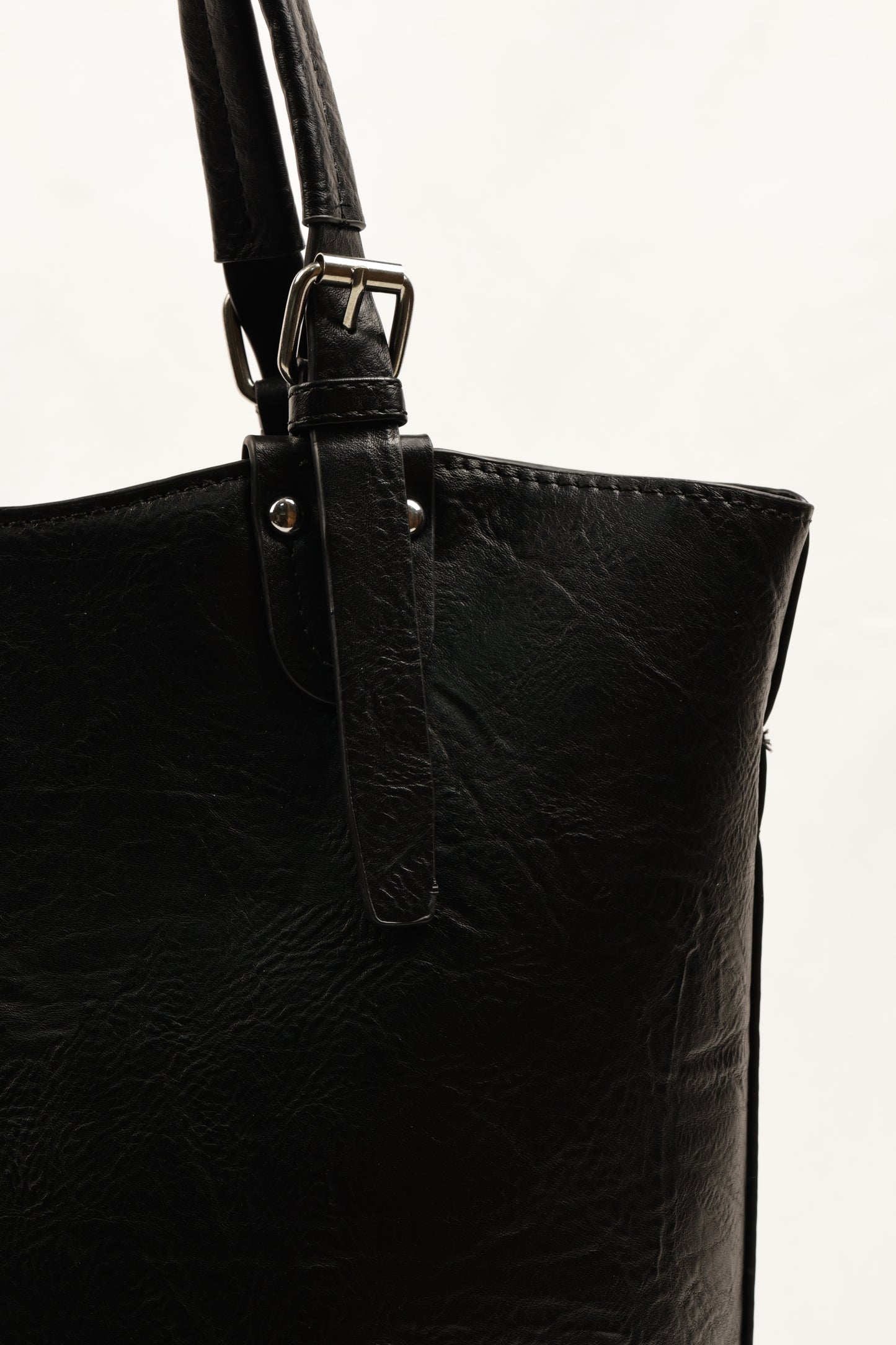 PLLCD Chic Black PU Leather Tote Bag with Heart Charm - Spacious Convertible Shoulder Bag for Women