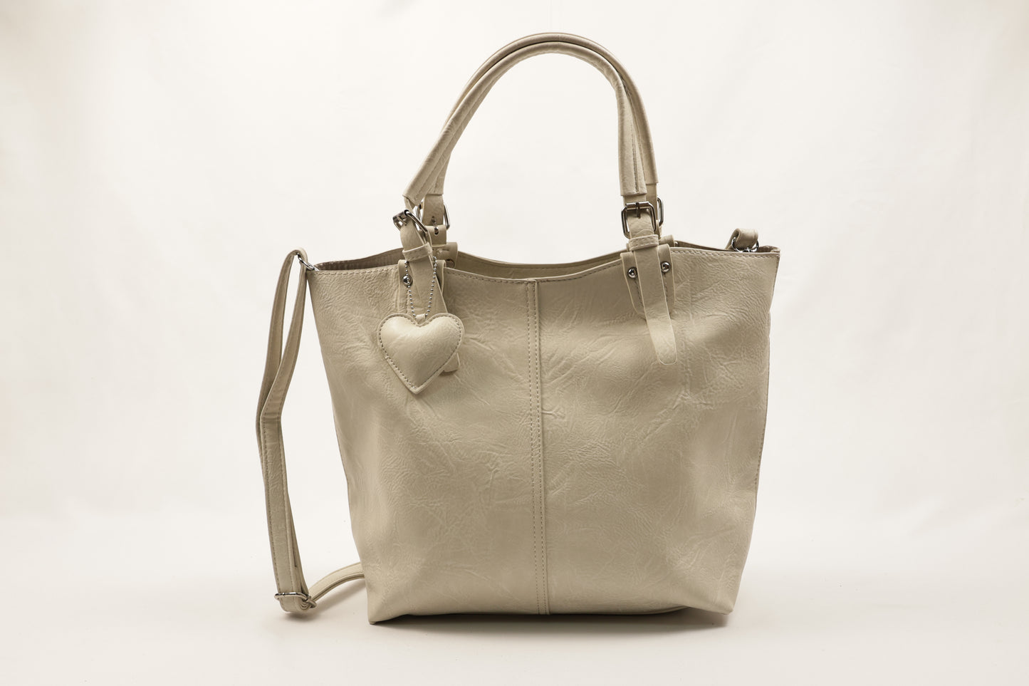 PLLCD Chic Black PU Leather Tote Bag with Heart Charm - Spacious Convertible Shoulder Bag for Women