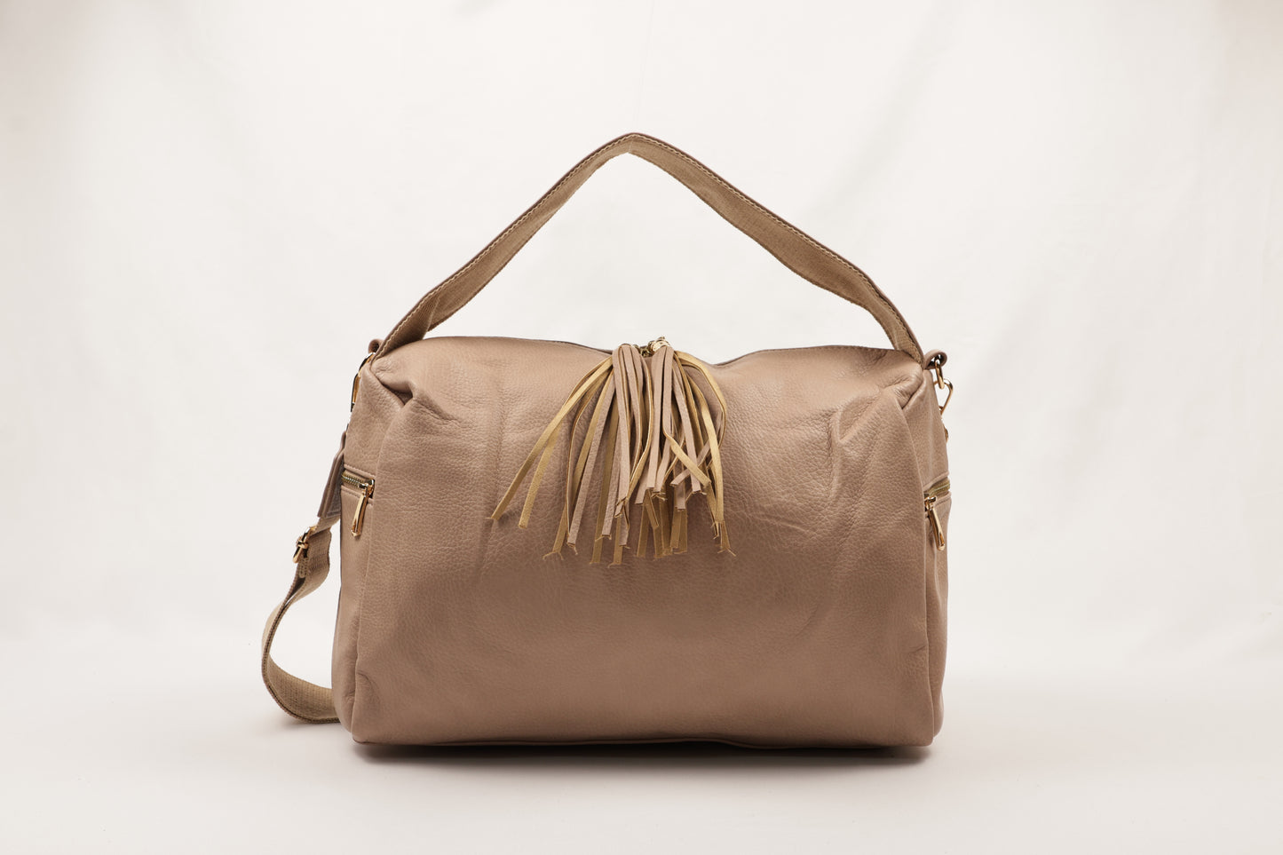 PLLCD Women’s PU Leather Shoulder Bag – Large White Tassel Handbag, Crossbody & Tote Bag for Work, Travel, and Daily Use