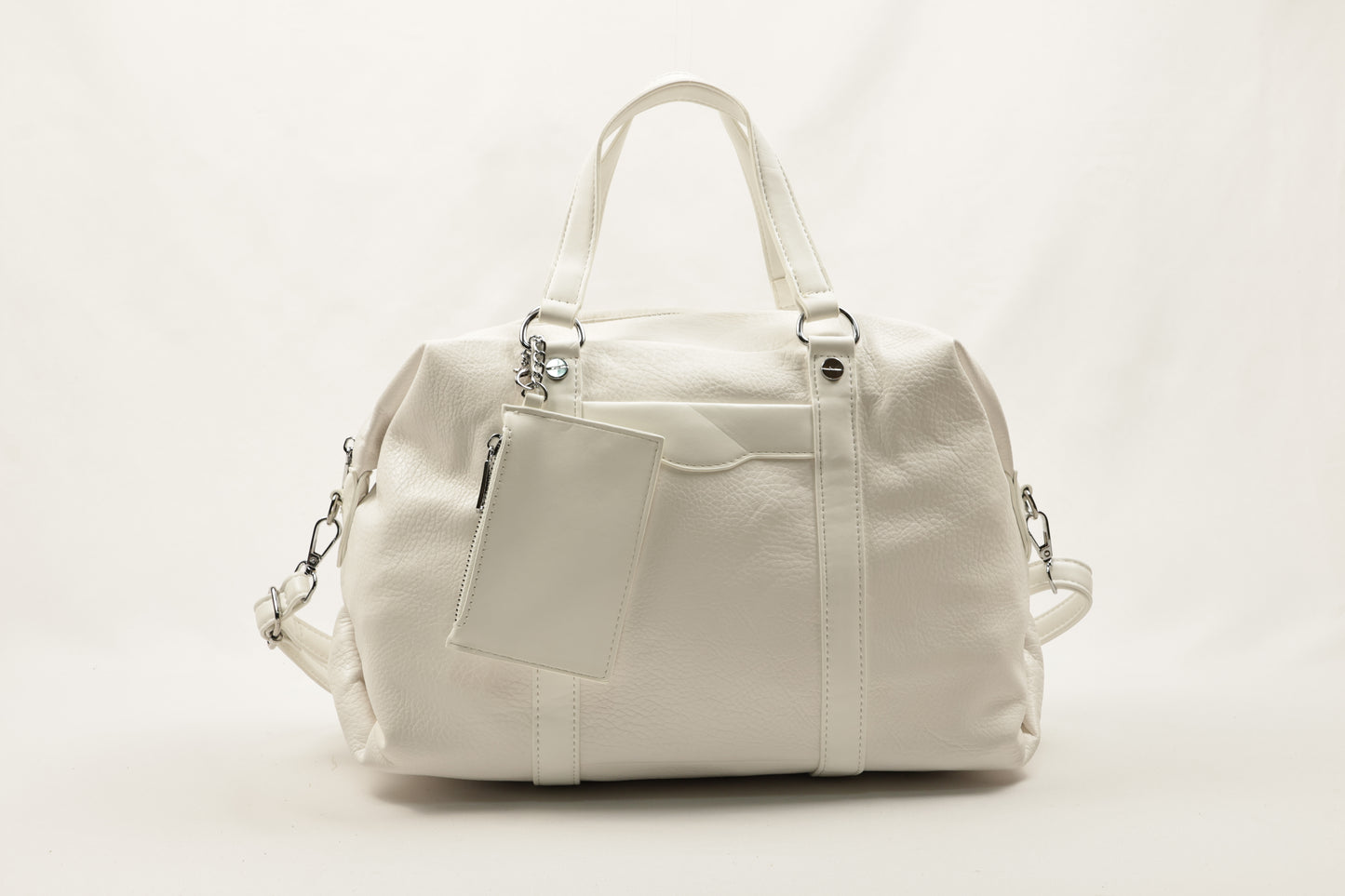 Chic Cream PU Leather Duffle Bag by PLLCD - Large Capacity Travel & Daily Handbag with Adjustable Long Strap