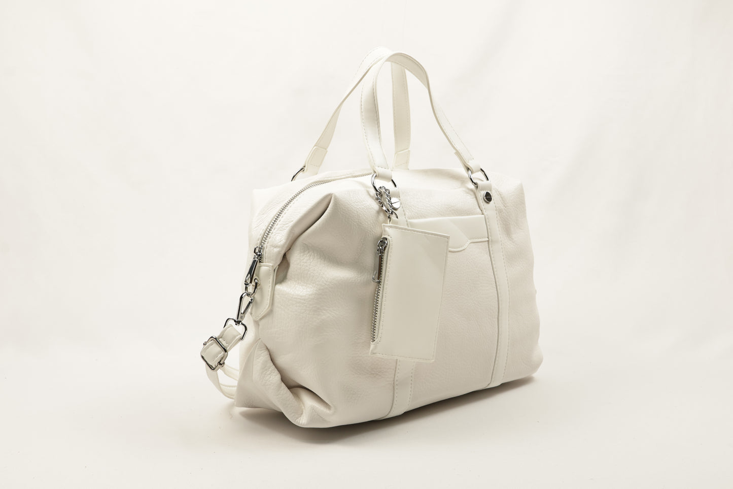 Chic Cream PU Leather Duffle Bag by PLLCD - Large Capacity Travel & Daily Handbag with Adjustable Long Strap