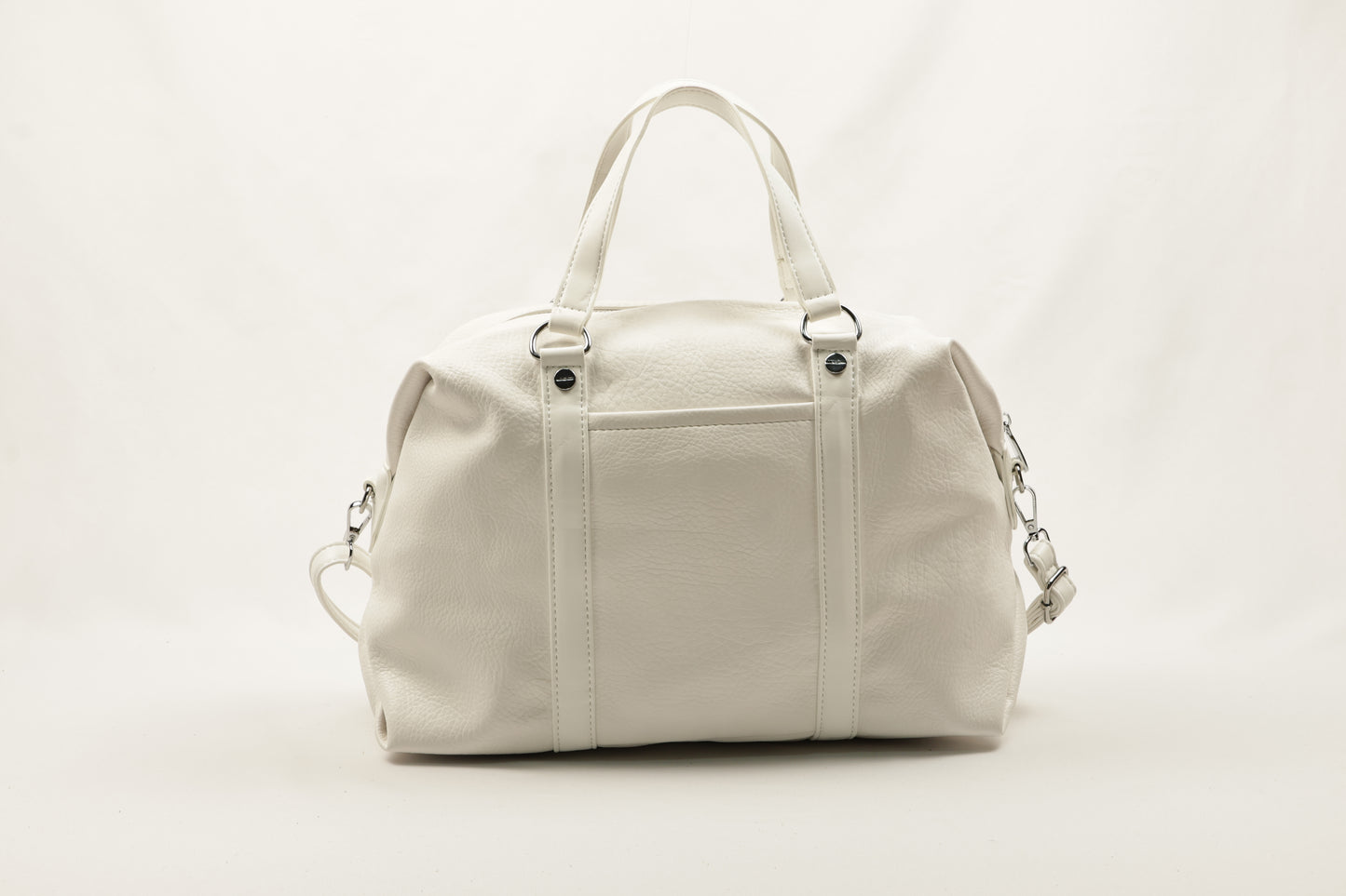 Chic Cream PU Leather Duffle Bag by PLLCD - Large Capacity Travel & Daily Handbag with Adjustable Long Strap