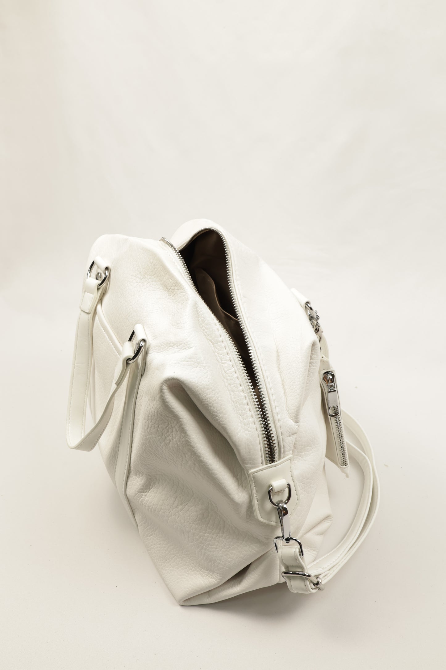 Chic Cream PU Leather Duffle Bag by PLLCD - Large Capacity Travel & Daily Handbag with Adjustable Long Strap