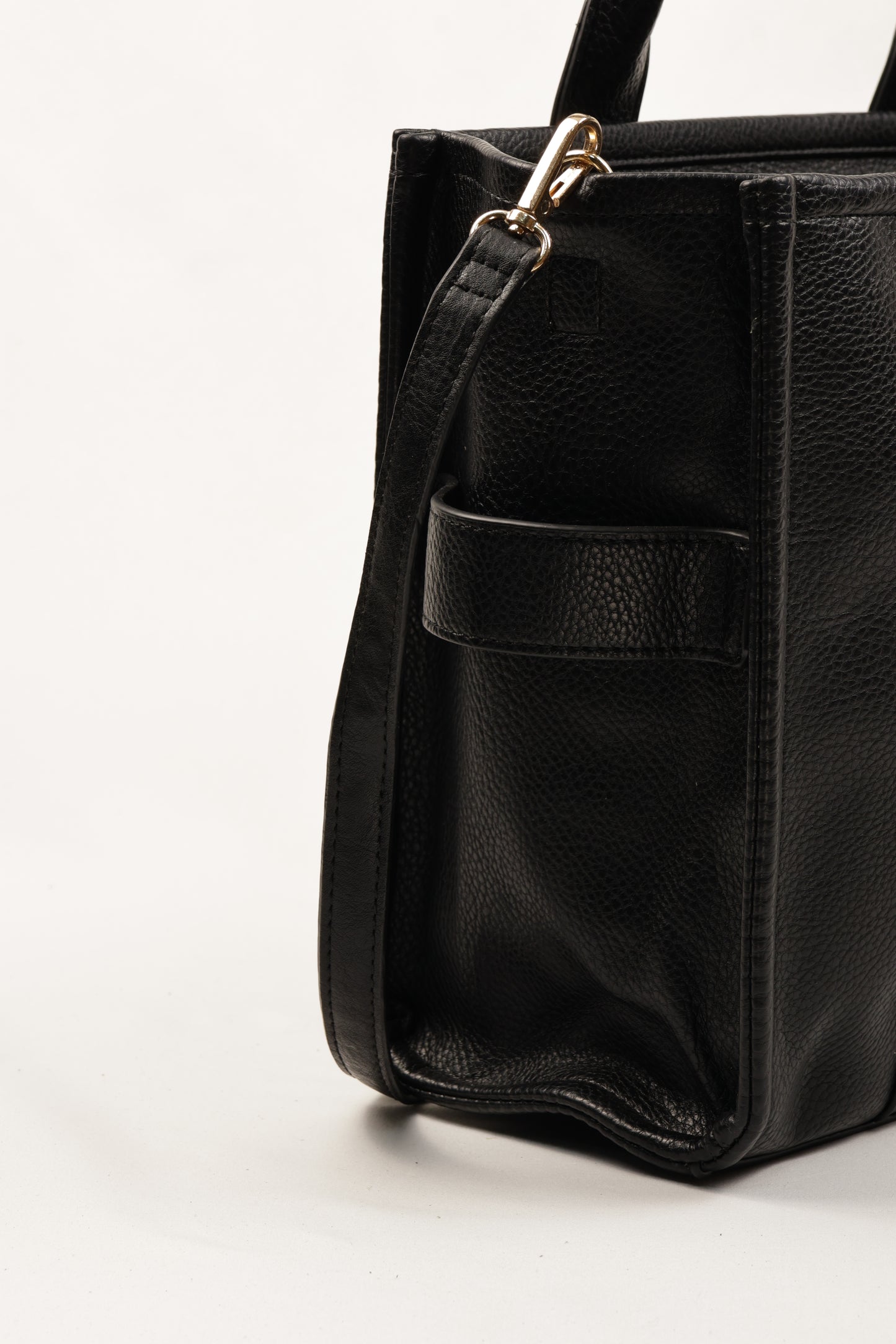 PLLCD Black PU Leather Tote Bag - Large Capacity 15.5x25.5x33.5cm Adjustable Strap (88-114.5cm) Stylish Work Travel Handbag