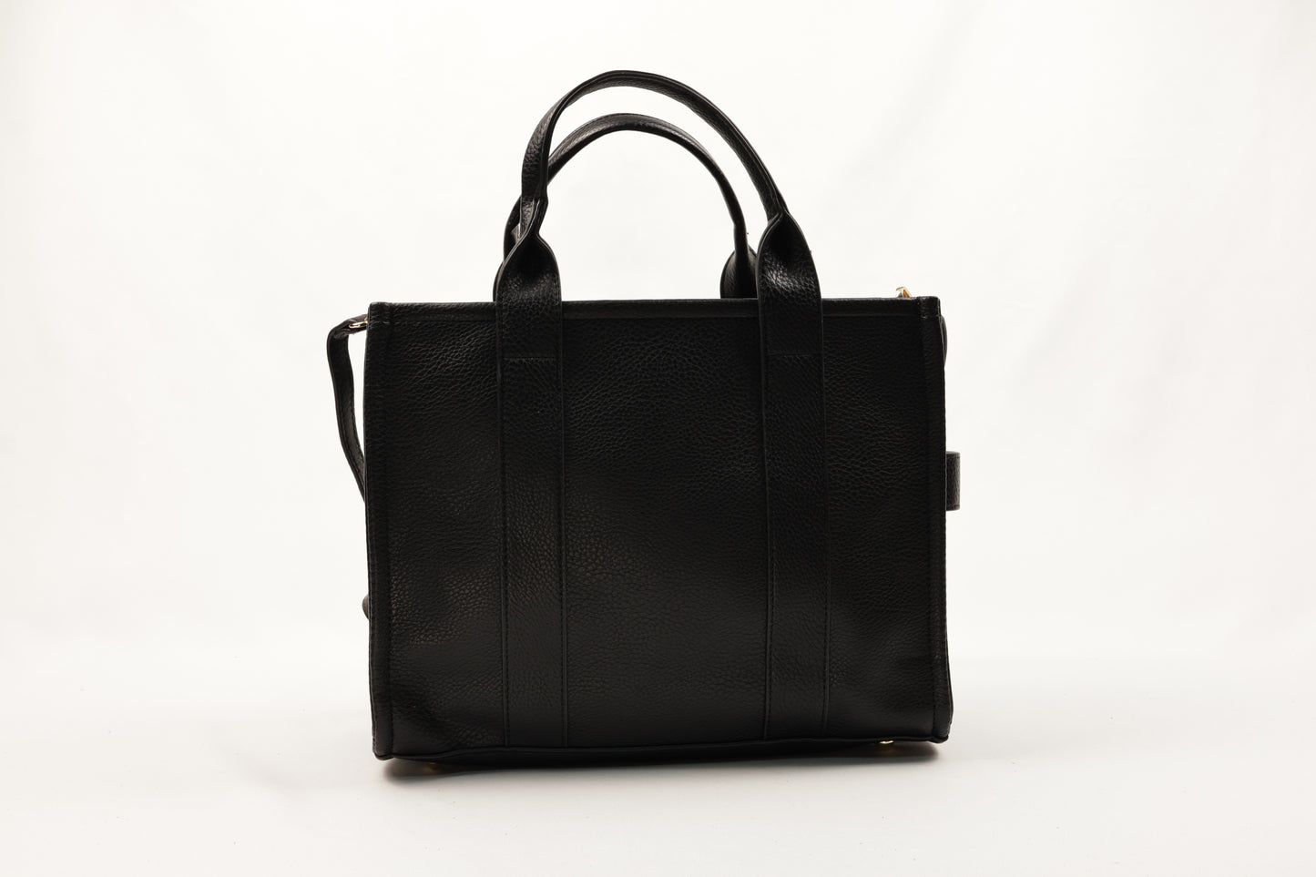 PLLCD Black PU Leather Tote Bag - Large Capacity 15.5x25.5x33.5cm Adjustable Strap (88-114.5cm) Stylish Work Travel Handbag