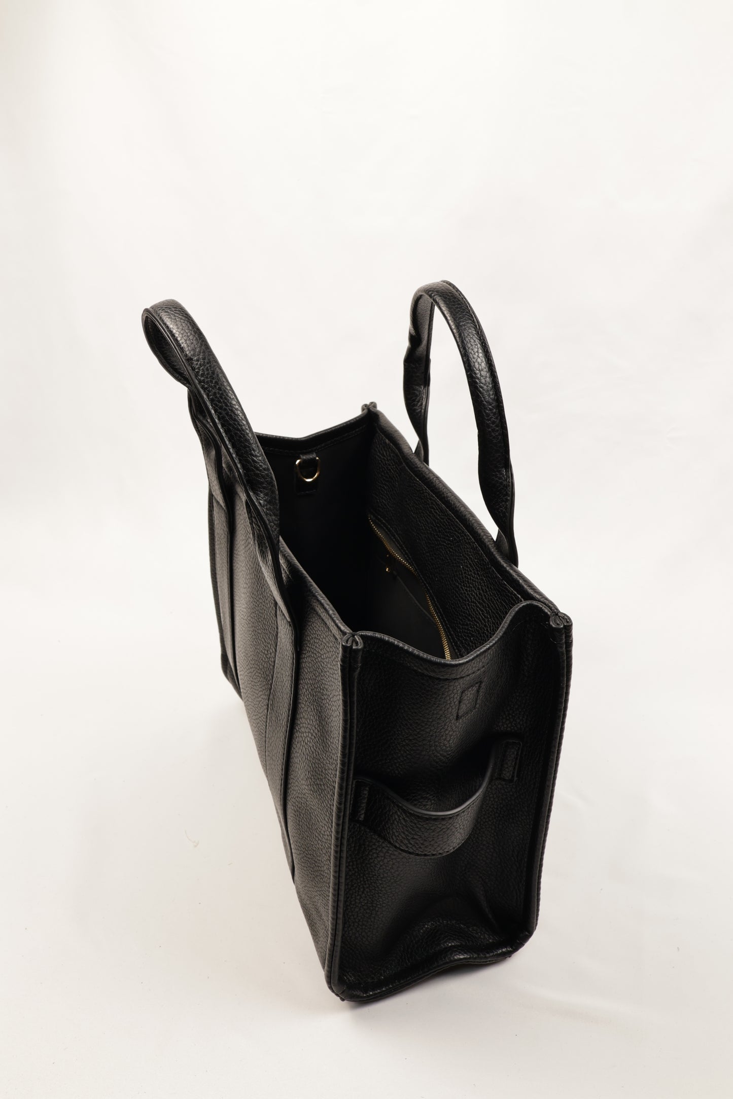PLLCD Black PU Leather Tote Bag - Large Capacity 15.5x25.5x33.5cm Adjustable Strap (88-114.5cm) Stylish Work Travel Handbag