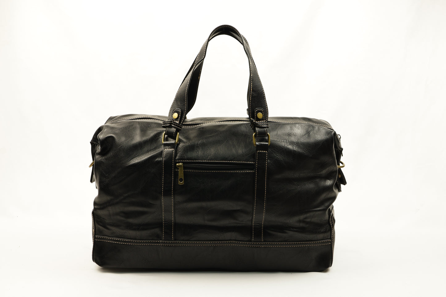 PLLCD Vintage Black Weekender Bag - 47x17.5x27.5cm with Adjustable Strap (74–134cm)