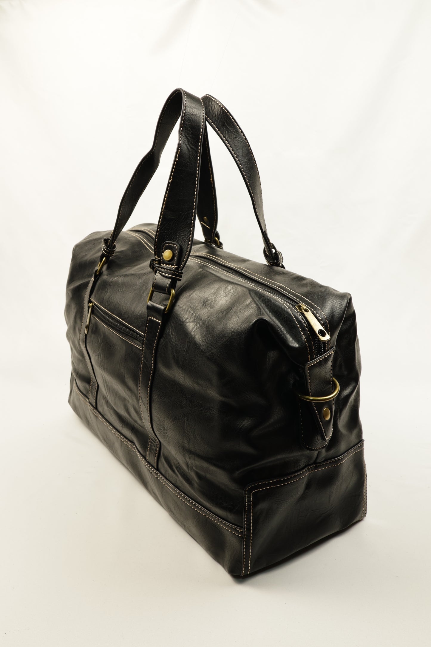 PLLCD Vintage Black Weekender Bag - 47x17.5x27.5cm with Adjustable Strap (74–134cm)