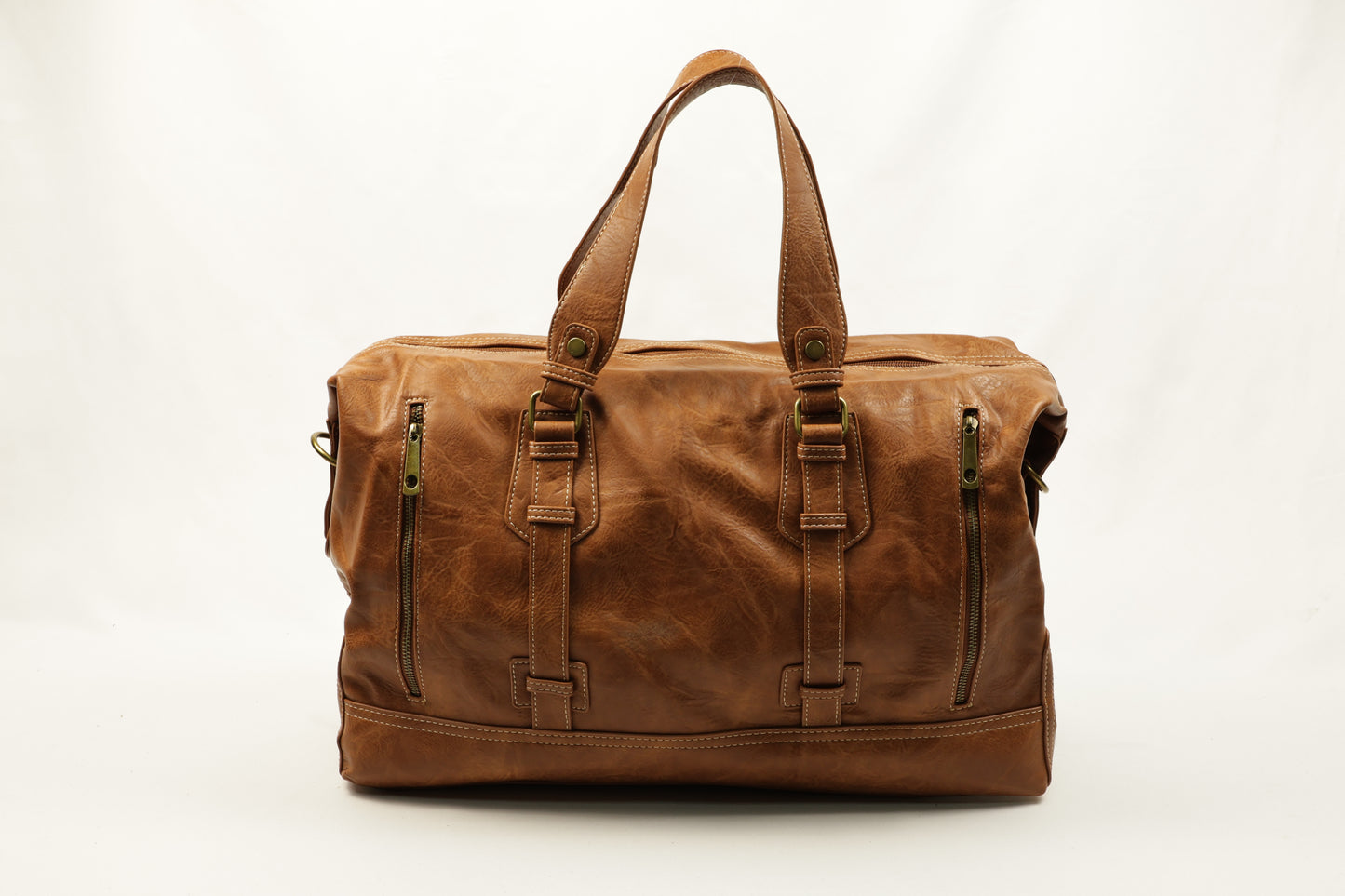 PLLCD Vintage Black Weekender Bag - 47x17.5x27.5cm with Adjustable Strap (74–134cm)