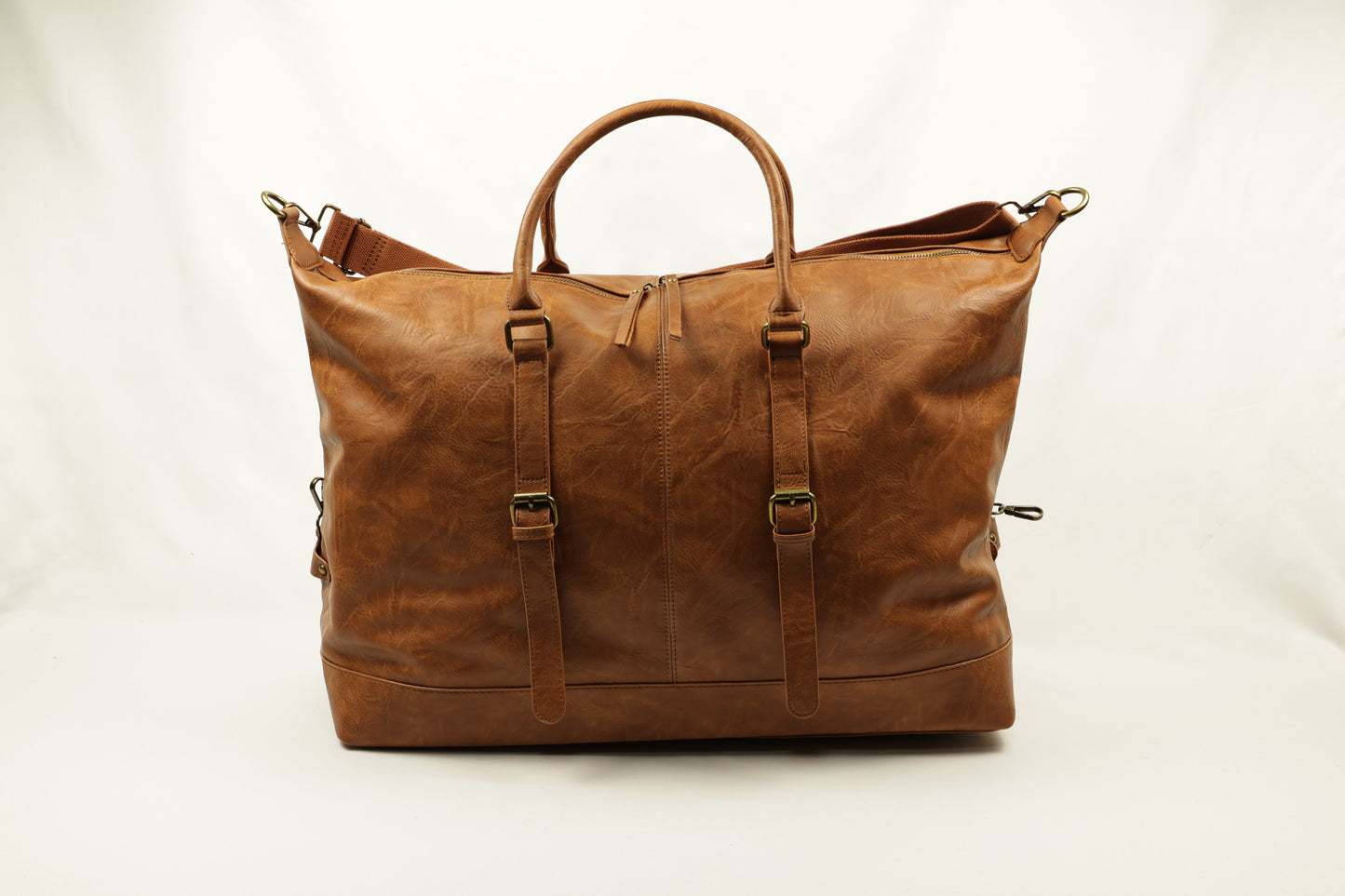 PLLCD Vintage Brown Weekender Bag - 35.5x53x24cm with Adjustable Long Strap (72.5–134cm)