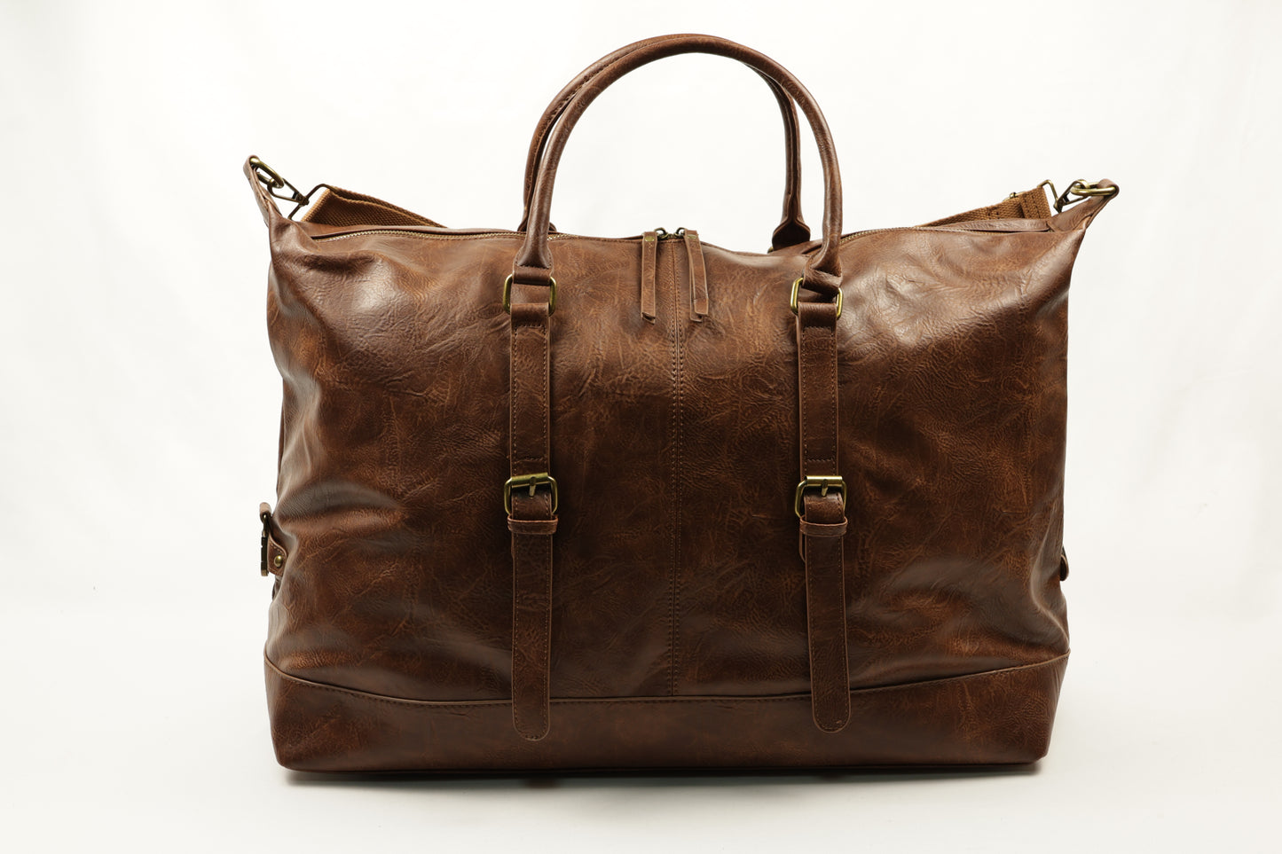 PLLCD Vintage Brown Weekender Bag - 35.5x53x24cm with Adjustable Long Strap (72.5–134cm)