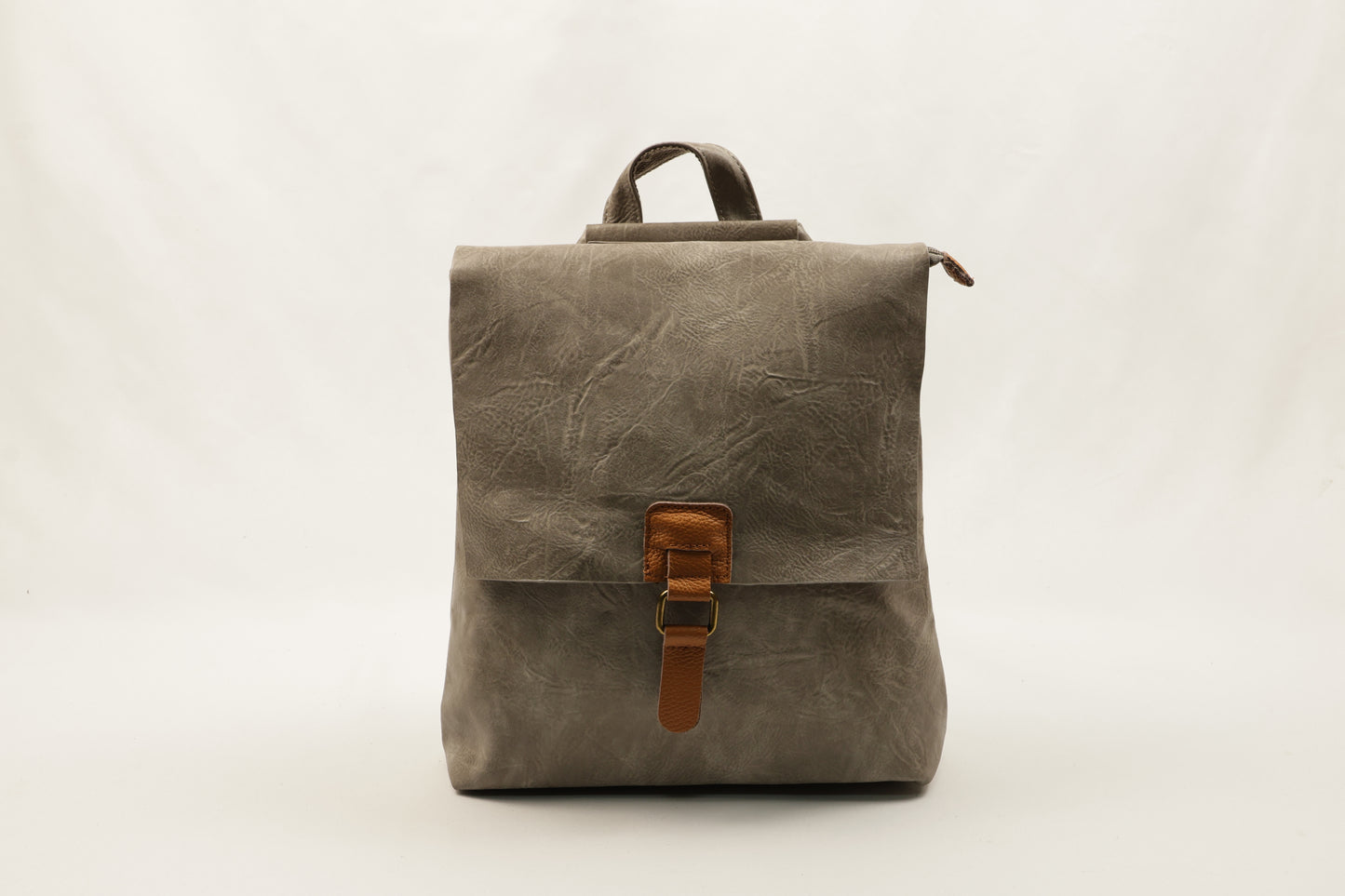 PLLCD Vintage Gray Backpack - 29.5x9.5x32cm with Retro Buckle Detail