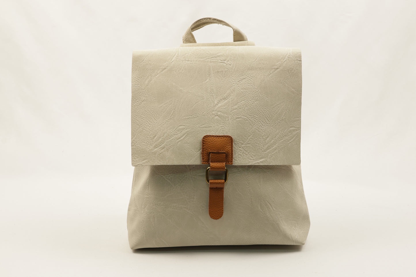 PLLCD Vintage Gray Backpack - 29.5x9.5x32cm with Retro Buckle Detail
