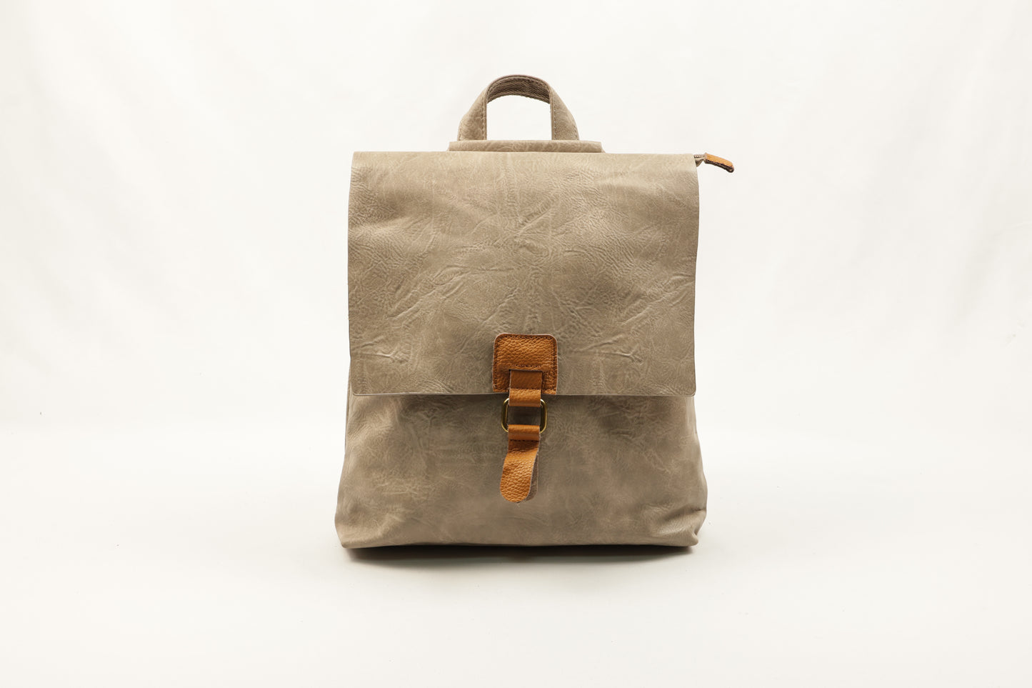 PLLCD Vintage Gray Backpack - 29.5x9.5x32cm with Retro Buckle Detail