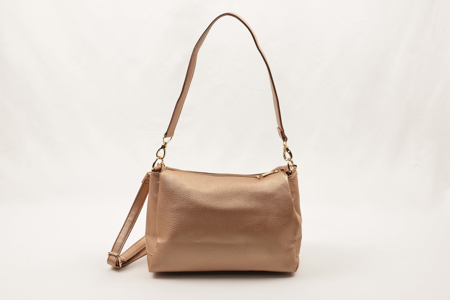 PLLCD Metallic Gray Shoulder & Crossbody Bag - 11x28x17.5cm with Adjustable Long Strap (73–135cm)