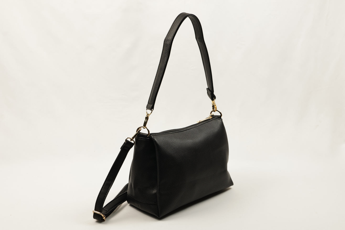 PLLCD Metallic Gray Shoulder & Crossbody Bag - 11x28x17.5cm with Adjustable Long Strap (73–135cm)