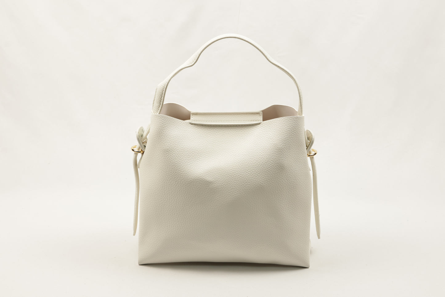 PLLCD Minimalist White Bucket Bag - 12x27.5x23.5cm with Adjustable Long Strap (107.5–120.5cm)