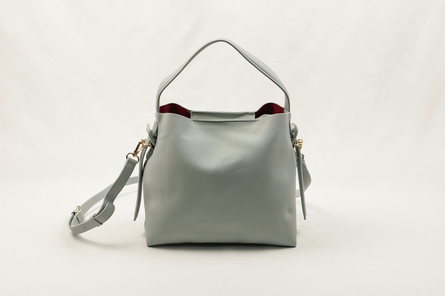 PLLCD Minimalist White Bucket Bag - 12x27.5x23.5cm with Adjustable Long Strap (107.5–120.5cm)