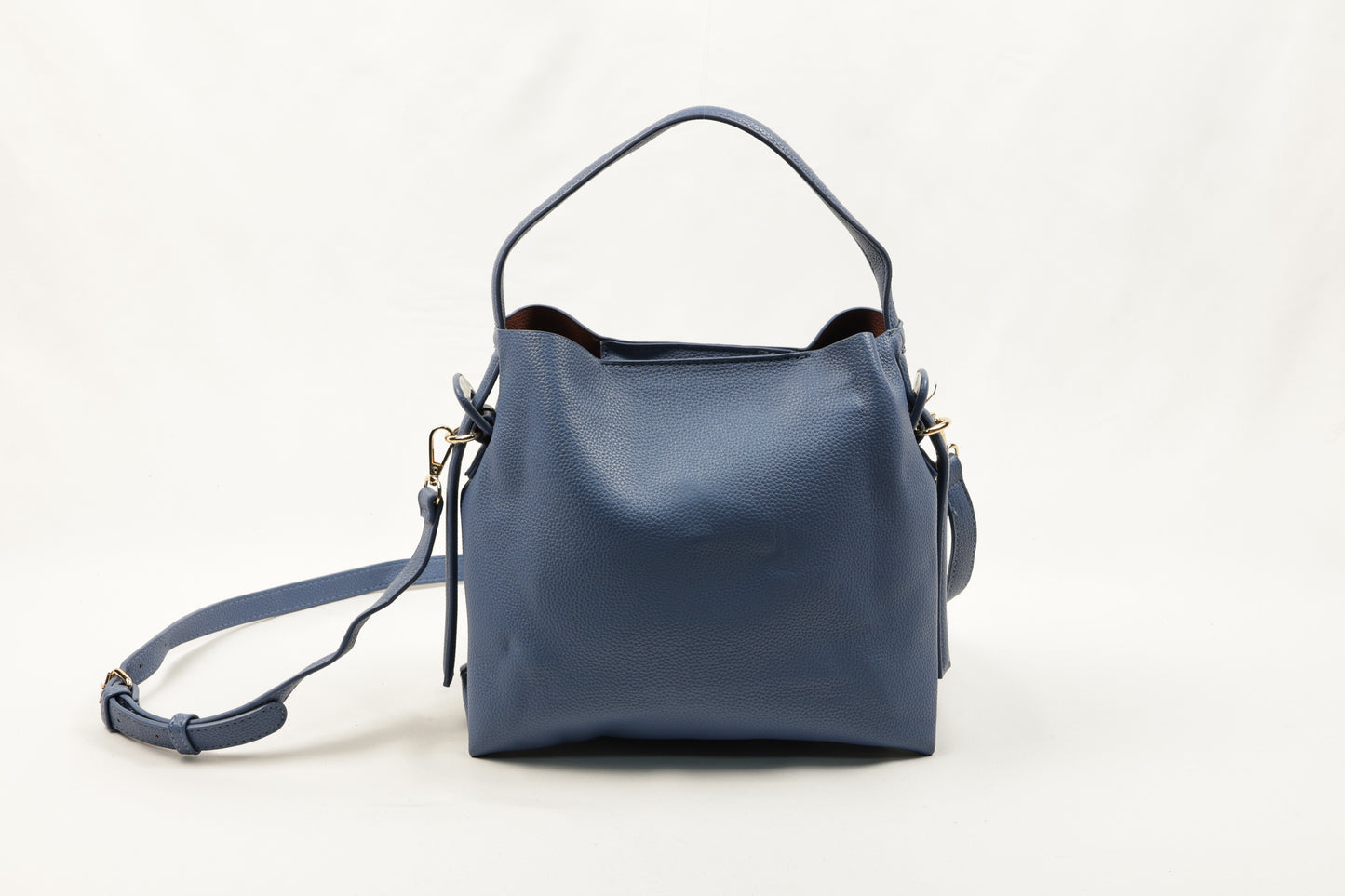 PLLCD Minimalist White Bucket Bag - 12x27.5x23.5cm with Adjustable Long Strap (107.5–120.5cm)