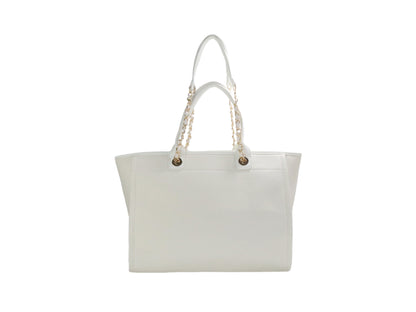 PLLCD PU Leather Tote Bag – Elegant Shoulder Handbag with Chain Strap Detailing, Spacious Everyday Carryall