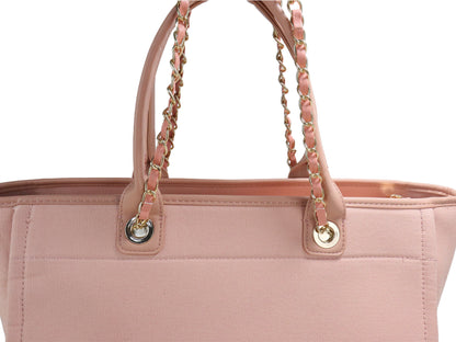 PLLCD PU Leather Tote Bag – Elegant Shoulder Handbag with Chain Strap Detailing, Spacious Everyday Carryall