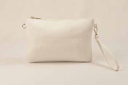 PLLCD Sleek Black PU Leather Clutch Bag with Wrist Strap - Stylish & Compact Handbag for Every Occasion