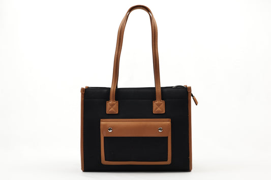 PLLCD Trendy Pink PU Leather Tote Bag - Spacious & Stylish Handbag with Contrasting Brown Details