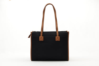 PLLCD Trendy Pink PU Leather Tote Bag - Spacious & Stylish Handbag with Contrasting Brown Details