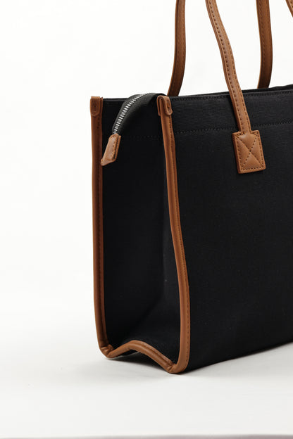 PLLCD Trendy Pink PU Leather Tote Bag - Spacious & Stylish Handbag with Contrasting Brown Details