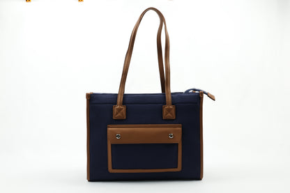 PLLCD Trendy Pink PU Leather Tote Bag - Spacious & Stylish Handbag with Contrasting Brown Details