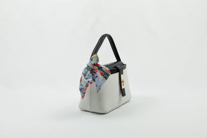 PLLCD Chic Yellow PU Leather Handbag with Decorative Scarf - Stylish & Compact Fashion Bag with Lock Closure
