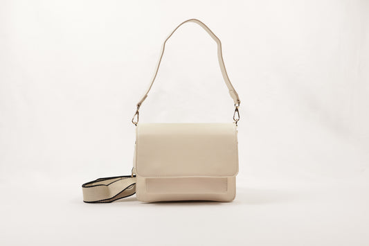 PLLCD Elegant Beige PU Leather Crossbody Bag - Chic & Compact Handbag with Adjustable Strap
