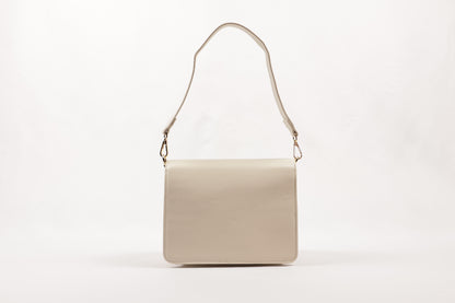 PLLCD Elegant Beige PU Leather Crossbody Bag - Chic & Compact Handbag with Adjustable Strap