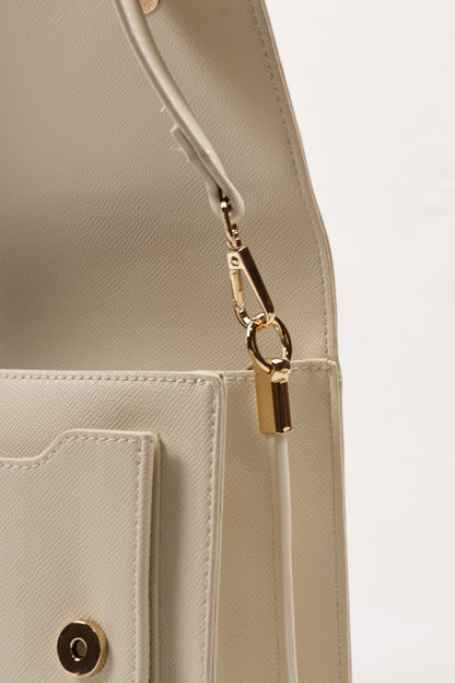 PLLCD Elegant Beige PU Leather Crossbody Bag - Chic & Compact Handbag with Adjustable Strap