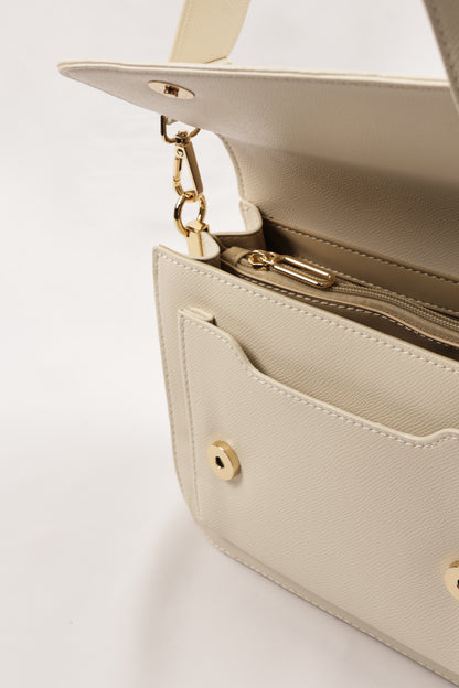PLLCD Elegant Beige PU Leather Crossbody Bag - Chic & Compact Handbag with Adjustable Strap