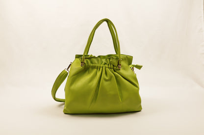 PLLCD Chic White PU Leather Drawstring Shoulder Bag - Elegant & Versatile Handbag with Adjustable Strap