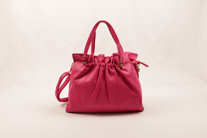 PLLCD Chic White PU Leather Drawstring Shoulder Bag - Elegant & Versatile Handbag with Adjustable Strap