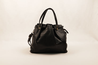 PLLCD Chic White PU Leather Drawstring Shoulder Bag - Elegant & Versatile Handbag with Adjustable Strap