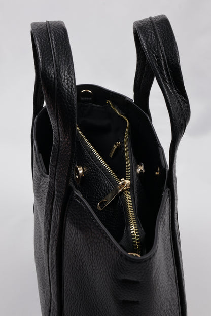 PLLCD Elegant Navy Blue PU Leather Tote Bag with Detachable Small Pouch - Stylish & Spacious Handbag with Adjustable Strap