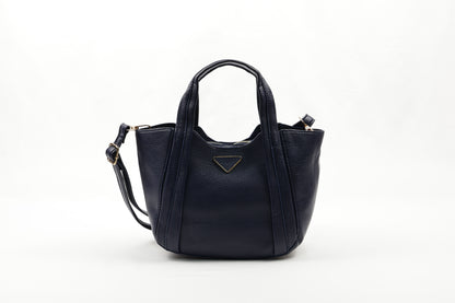 PLLCD Elegant Navy Blue PU Leather Tote Bag with Detachable Small Pouch - Stylish & Spacious Handbag with Adjustable Strap