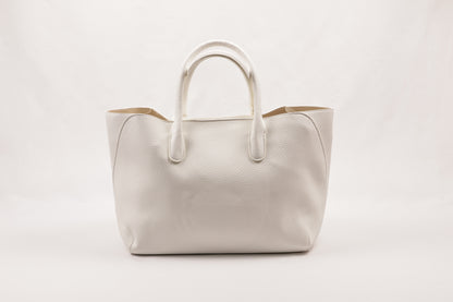 PLLCD Elegant White PU Leather Handbag with Detachable Small Pouch - Spacious & Stylish Tote Bag with Adjustable Strap
