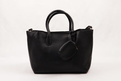 PLLCD Elegant White PU Leather Handbag with Detachable Small Pouch - Spacious & Stylish Tote Bag with Adjustable Strap