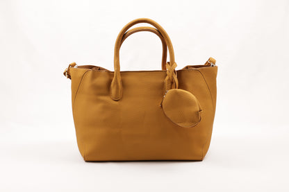 PLLCD Elegant White PU Leather Handbag with Detachable Small Pouch - Spacious & Stylish Tote Bag with Adjustable Strap