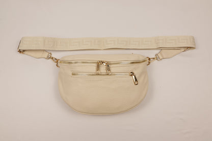 PLLCD Stylish Silver PU Leather Crossbody Bag - Versatile & Trendy Belt Bag with Adjustable Strap