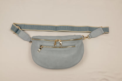 PLLCD Stylish Silver PU Leather Crossbody Bag - Versatile & Trendy Belt Bag with Adjustable Strap