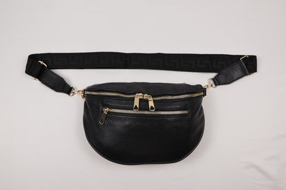 PLLCD Stylish Silver PU Leather Crossbody Bag - Versatile & Trendy Belt Bag with Adjustable Strap