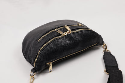 PLLCD Stylish Silver PU Leather Crossbody Bag - Versatile & Trendy Belt Bag with Adjustable Strap