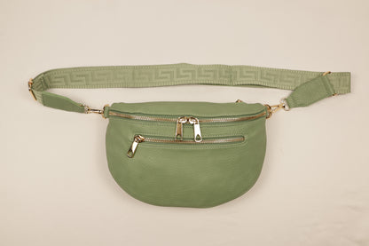 PLLCD Stylish Silver PU Leather Crossbody Bag - Versatile & Trendy Belt Bag with Adjustable Strap