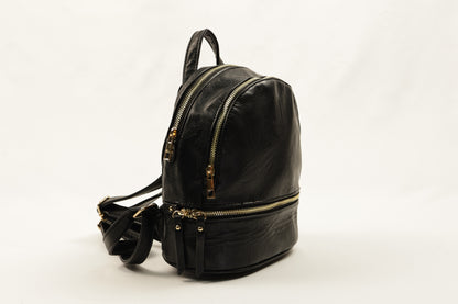 🎒 PLLCD PU Leather Mini Backpack for Women – Stylish Small Rucksack with Multiple Zipper Pockets for Daily, Travel & Work